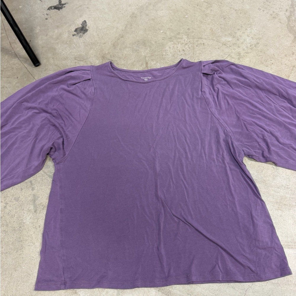 Garnet Hill Purple Puff-Sleeve Long Sleeve Tee
